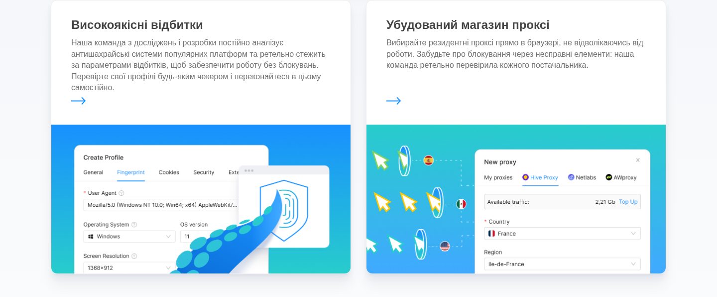 Відбитки профілів та проксі-сервери
