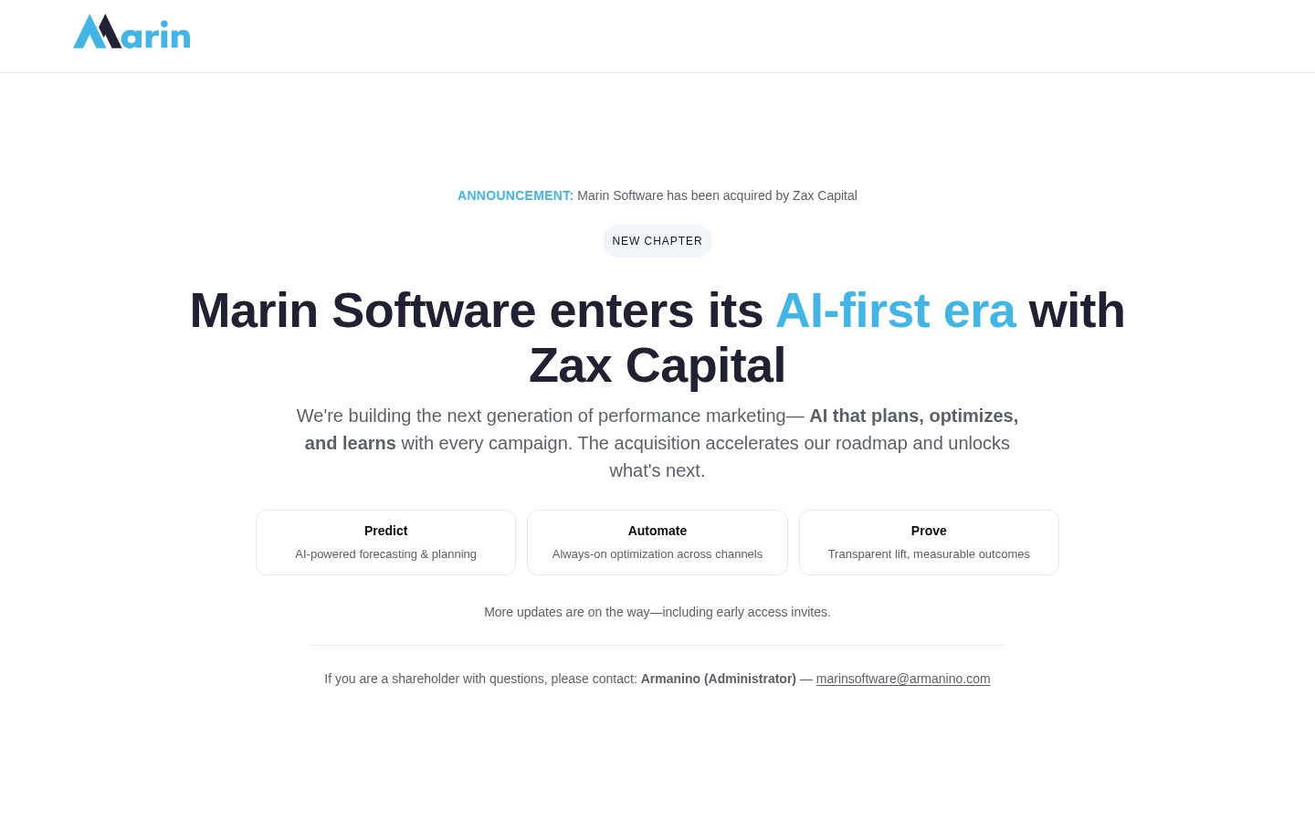 Marin Software , скріншот головної сторінки